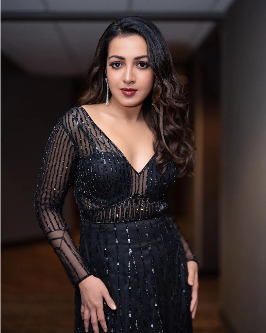 Kollywood Actress Catherine Tresa Stills in Black Dress